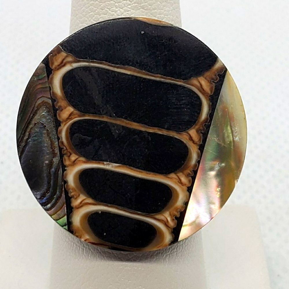 Black & Brown Shell, Abalone, & MOP Ring